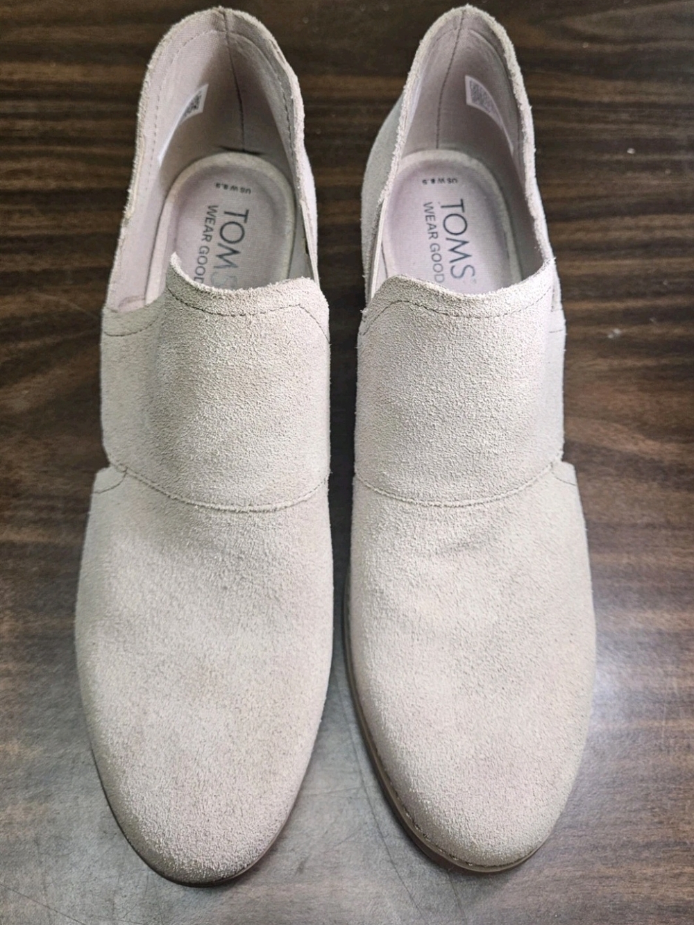 Toms Women's Suede Slip-On Taupe Heeled Boots